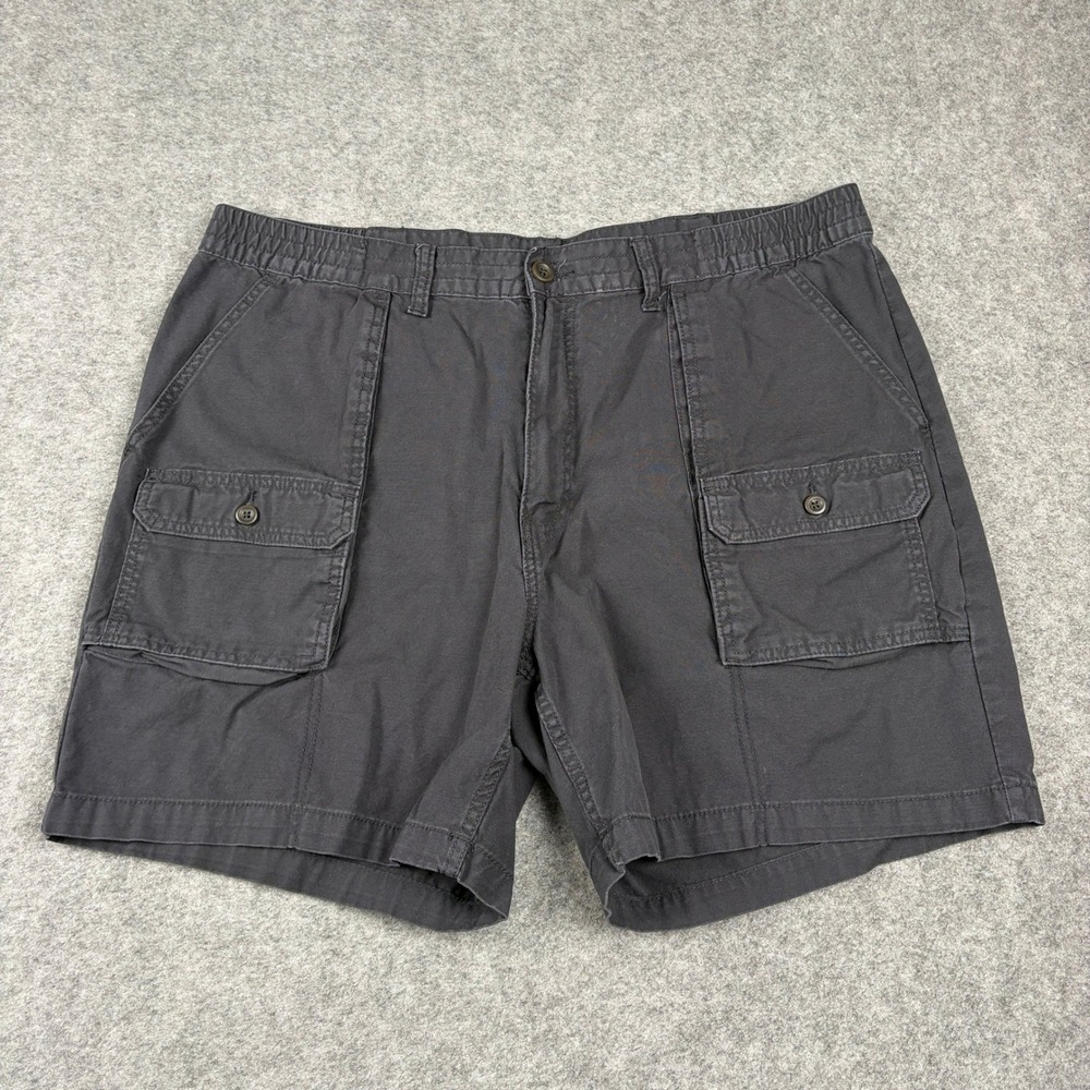 St. John's Bay Cargo Shorts Mens 42 Gray Cotton Elastic Waist Utility Outdoor - Picture 1 of 12